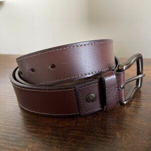 Men's Columbia Dark Brown Leather Belt with Brass Buckle Size 38-40 (Large)